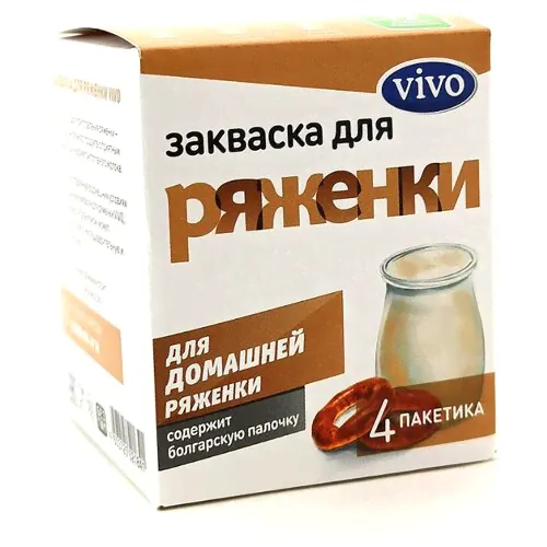 Закваска VIVO ряженка, упаковка 4 пакетика
